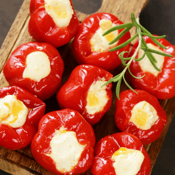 Red Sweet African Peppers with Cheese in Oil